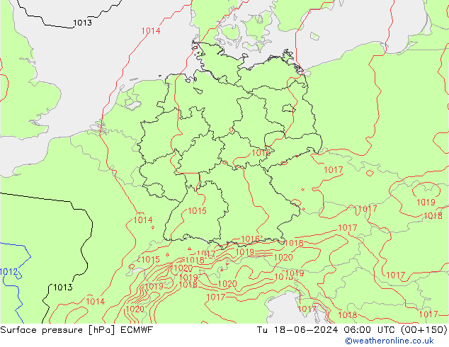 ciśnienie ECMWF wto. 18.06.2024 06 UTC