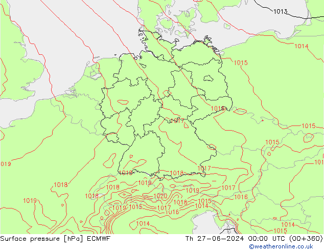 Bodendruck ECMWF Do 27.06.2024 00 UTC