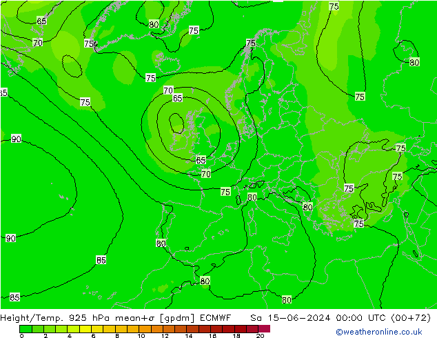 Hoogte/Temp. 925 hPa ECMWF za 15.06.2024 00 UTC