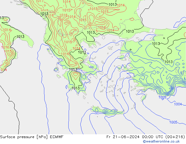 ciśnienie ECMWF pt. 21.06.2024 00 UTC