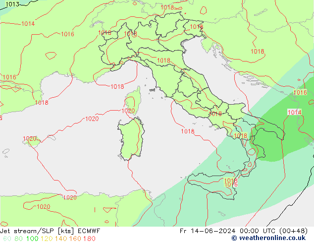 Jet stream/SLP ECMWF Fr 14.06.2024 00 UTC