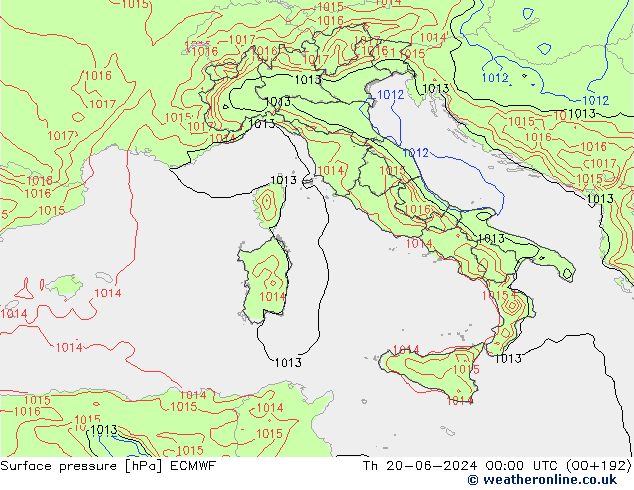 приземное давление ECMWF чт 20.06.2024 00 UTC