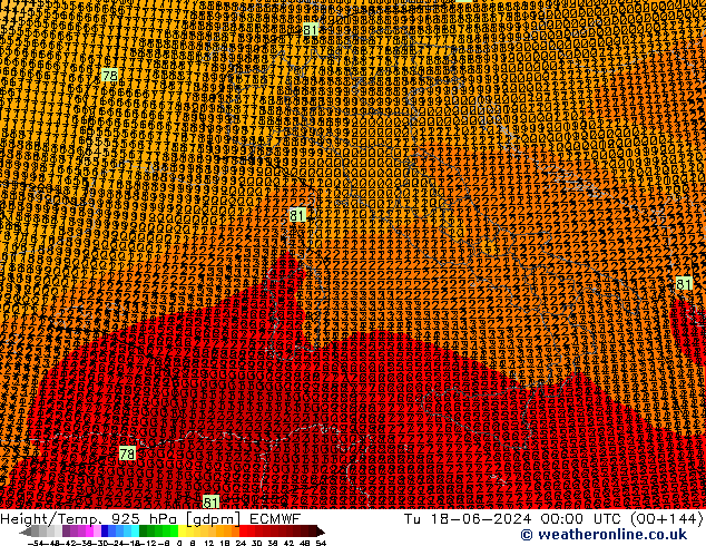 Hoogte/Temp. 925 hPa ECMWF di 18.06.2024 00 UTC