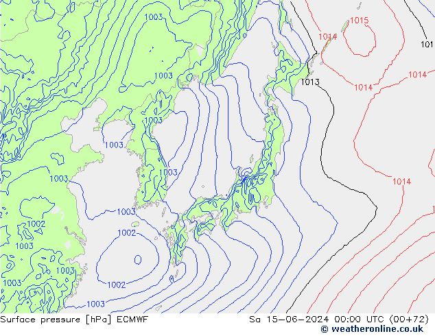 Pressione al suolo ECMWF sab 15.06.2024 00 UTC