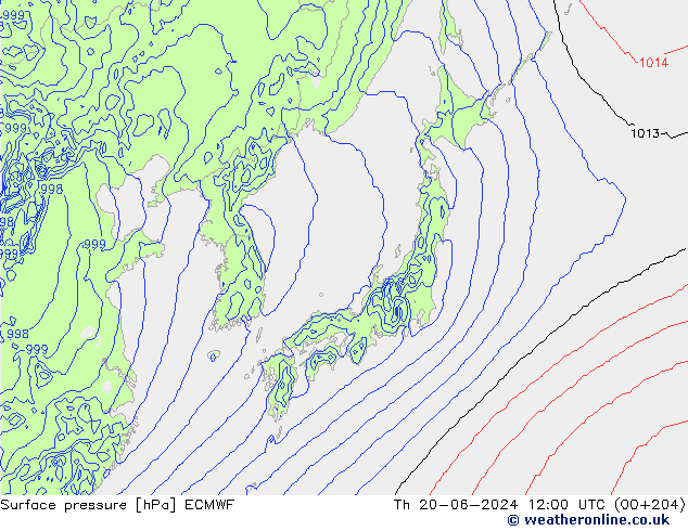 приземное давление ECMWF чт 20.06.2024 12 UTC