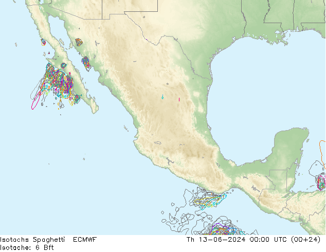 Isotachs Spaghetti ECMWF  13.06.2024 00 UTC