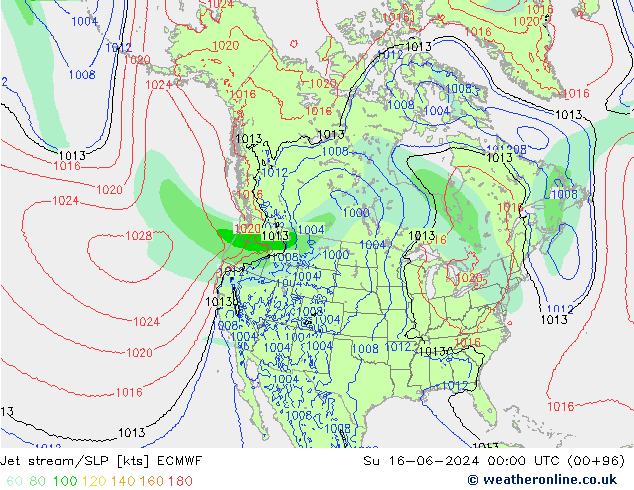 Prąd strumieniowy ECMWF nie. 16.06.2024 00 UTC