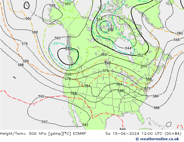 Yükseklik/Sıc. 500 hPa ECMWF Cts 15.06.2024 12 UTC