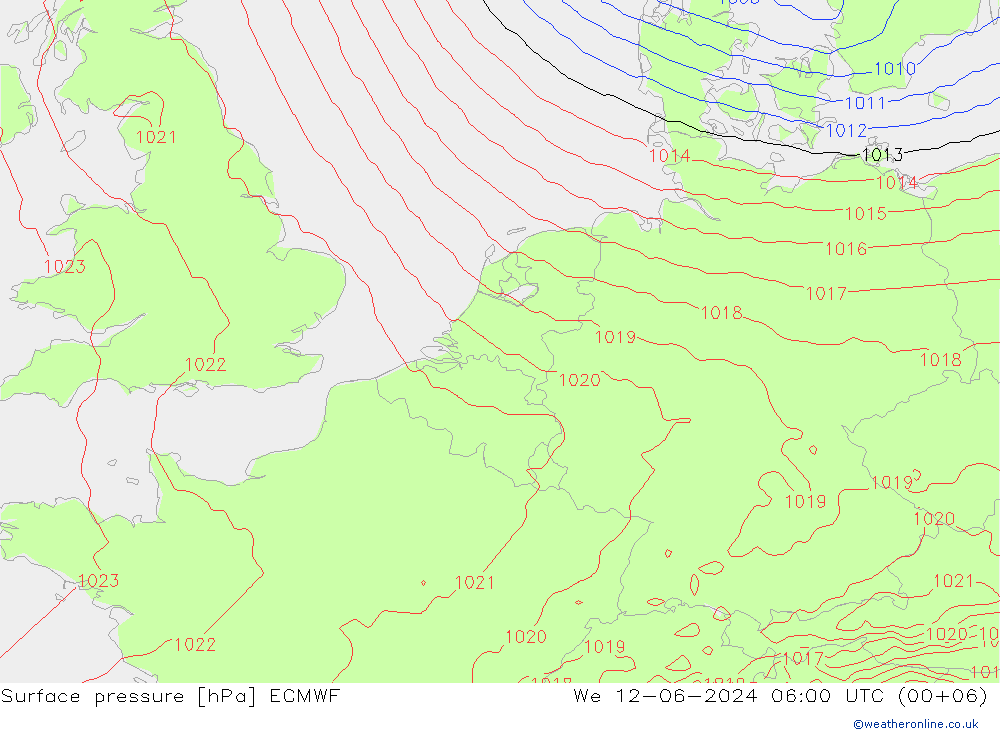 Bodendruck ECMWF Mi 12.06.2024 06 UTC