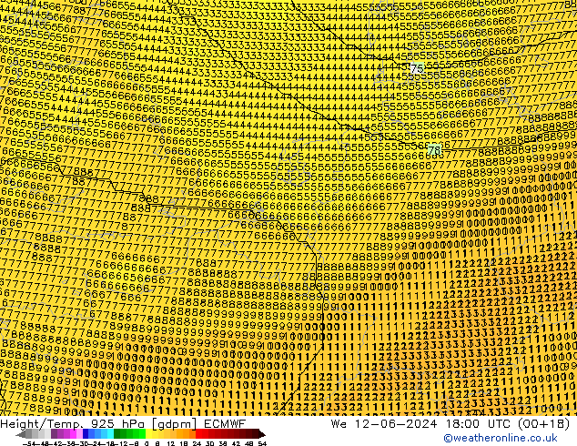 Yükseklik/Sıc. 925 hPa ECMWF Çar 12.06.2024 18 UTC