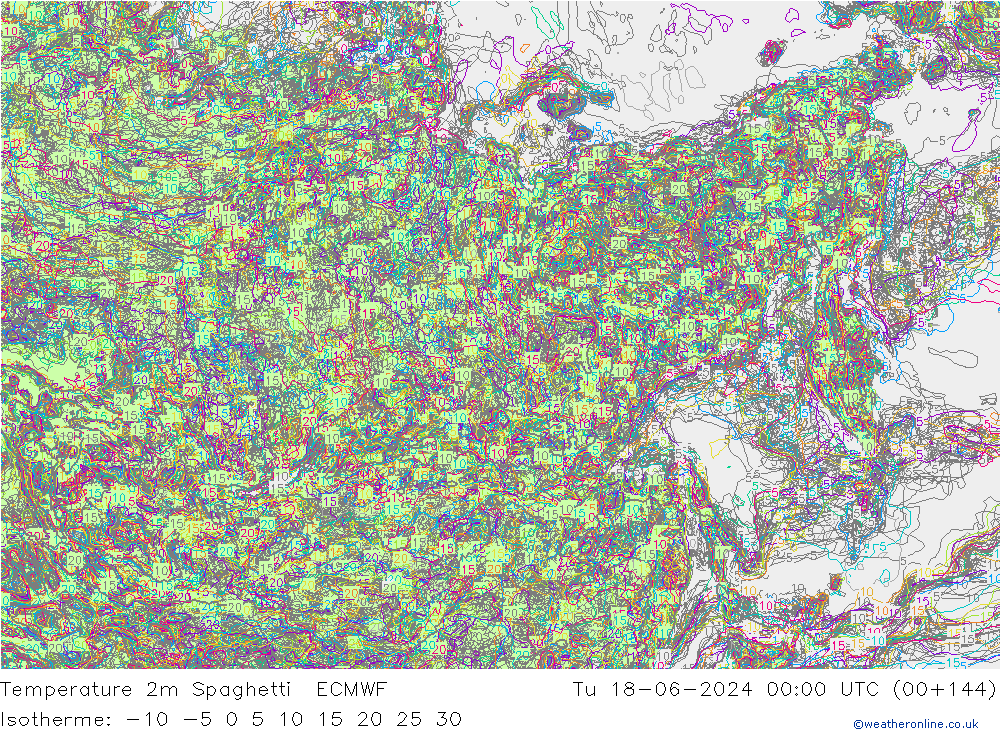 Temperatuurkaart Spaghetti ECMWF di 18.06.2024 00 UTC