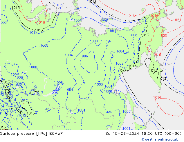 pressão do solo ECMWF Sáb 15.06.2024 18 UTC