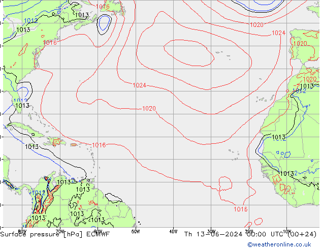 ciśnienie ECMWF czw. 13.06.2024 00 UTC