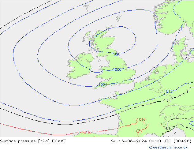 приземное давление ECMWF Вс 16.06.2024 00 UTC