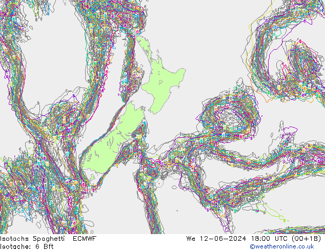 Isotachen Spaghetti ECMWF wo 12.06.2024 18 UTC