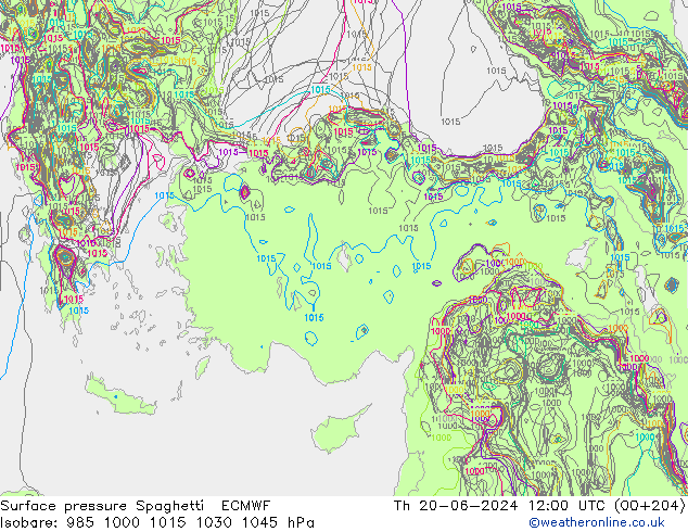 pression de l'air Spaghetti ECMWF jeu 20.06.2024 12 UTC