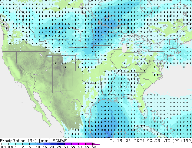 Precipitação (6h) ECMWF Ter 18.06.2024 06 UTC