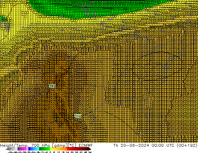 Yükseklik/Sıc. 700 hPa ECMWF Per 20.06.2024 00 UTC