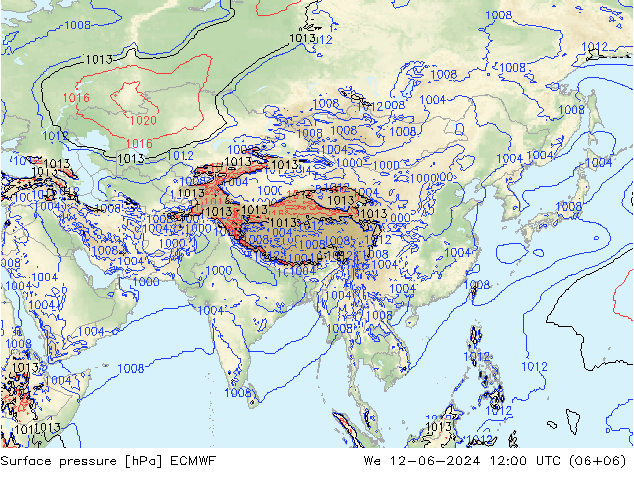 ciśnienie ECMWF śro. 12.06.2024 12 UTC