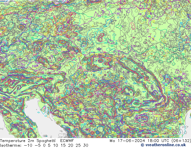 Temperature 2m Spaghetti ECMWF Mo 17.06.2024 18 UTC