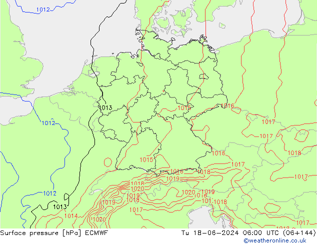 pressão do solo ECMWF Ter 18.06.2024 06 UTC