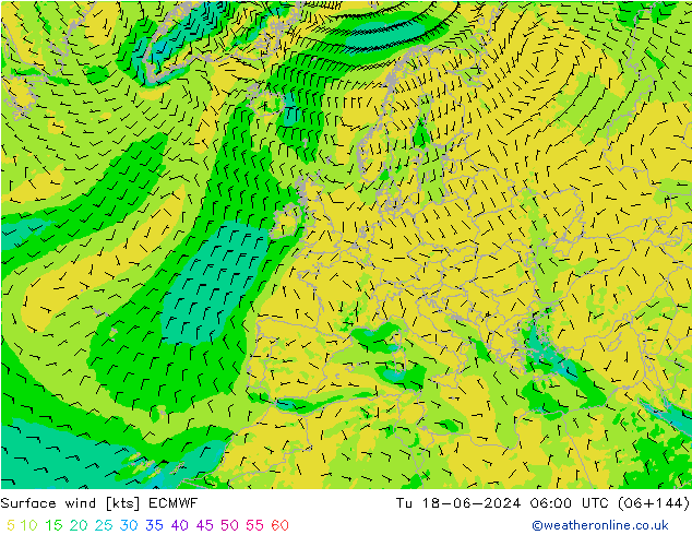 Rüzgar 10 m ECMWF Sa 18.06.2024 06 UTC