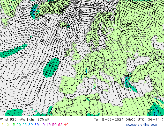 Vent 925 hPa ECMWF mar 18.06.2024 06 UTC