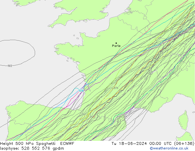 Height 500 hPa Spaghetti ECMWF mar 18.06.2024 00 UTC