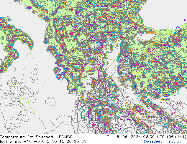 Sıcaklık Haritası 2m Spaghetti ECMWF Sa 18.06.2024 06 UTC