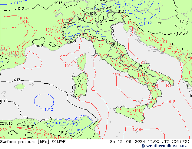 Surface pressure ECMWF Sa 15.06.2024 12 UTC