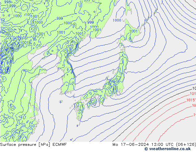 Luchtdruk (Grond) ECMWF ma 17.06.2024 12 UTC