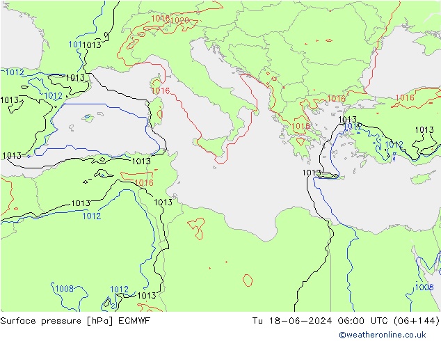 Pressione al suolo ECMWF mar 18.06.2024 06 UTC