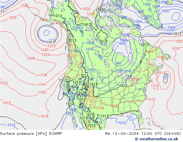 地面气压 ECMWF 星期三 12.06.2024 12 UTC