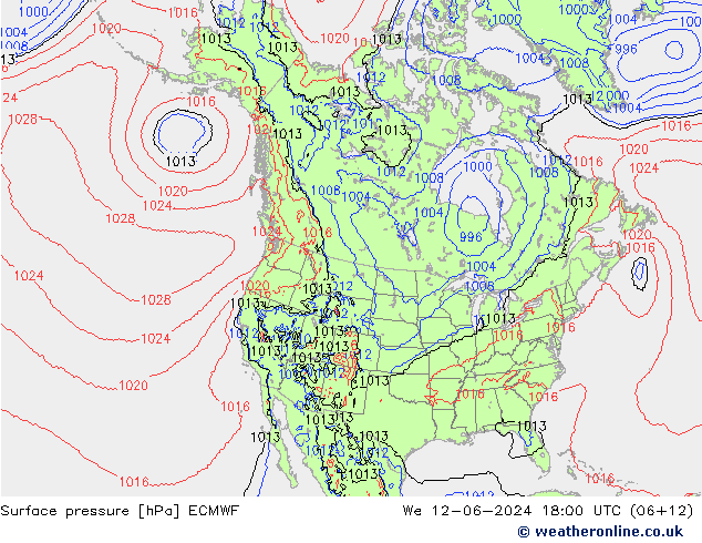 Bodendruck ECMWF Mi 12.06.2024 18 UTC