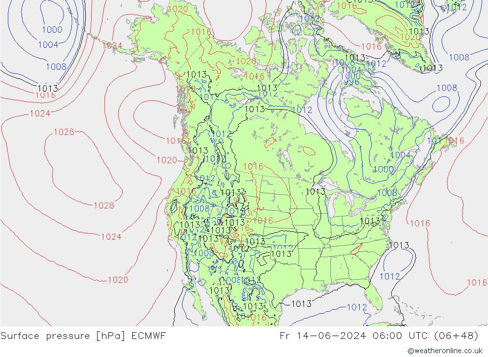 pressão do solo ECMWF Sex 14.06.2024 06 UTC