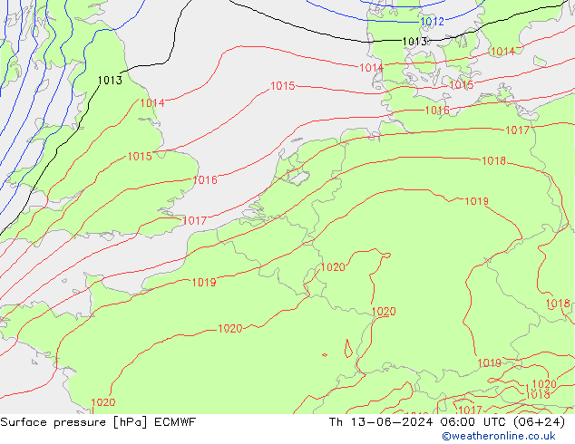 Yer basıncı ECMWF Per 13.06.2024 06 UTC