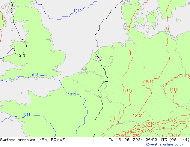 Surface pressure ECMWF Tu 18.06.2024 06 UTC