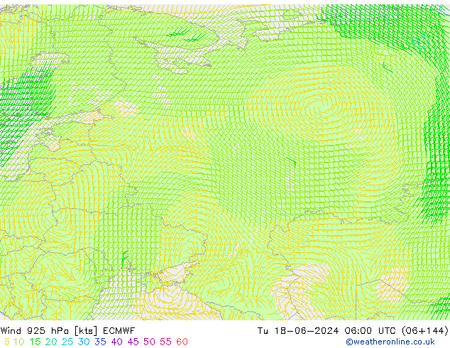 Viento 925 hPa ECMWF mar 18.06.2024 06 UTC