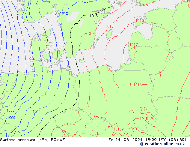 приземное давление ECMWF пт 14.06.2024 18 UTC