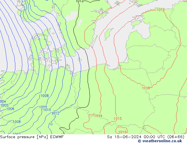 Luchtdruk (Grond) ECMWF za 15.06.2024 00 UTC