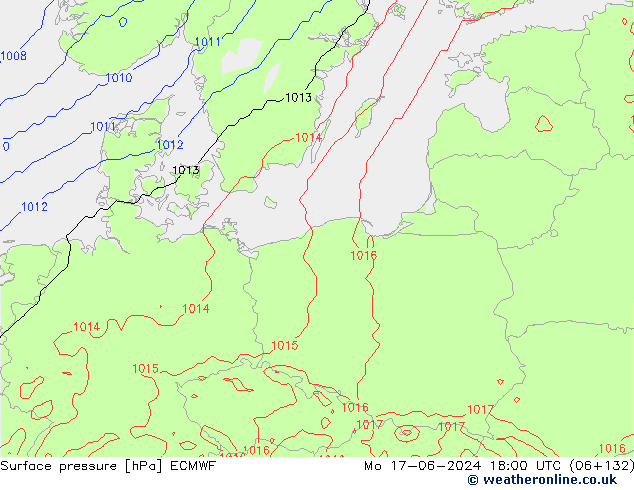 приземное давление ECMWF пн 17.06.2024 18 UTC