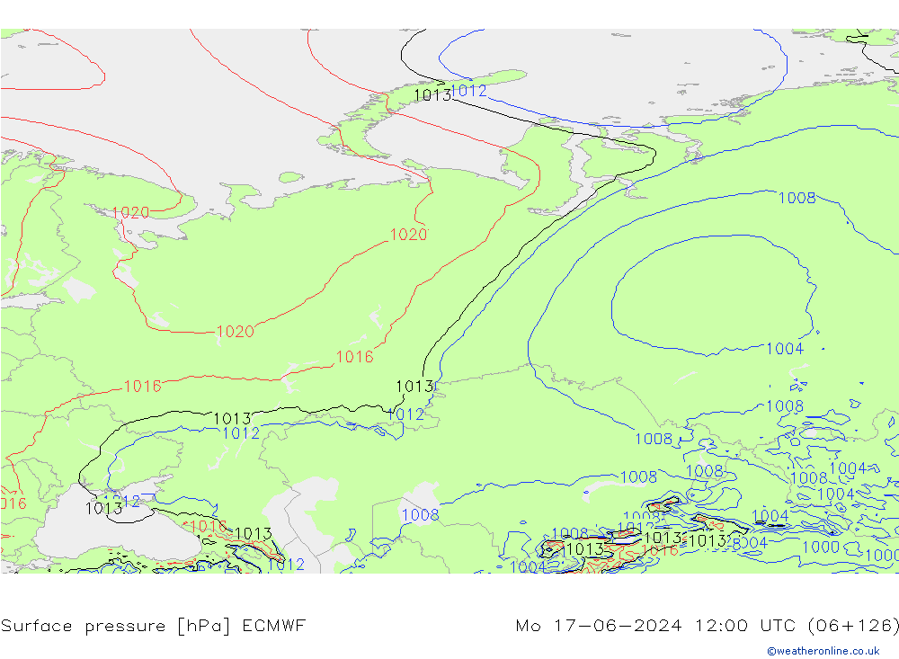 ciśnienie ECMWF pon. 17.06.2024 12 UTC