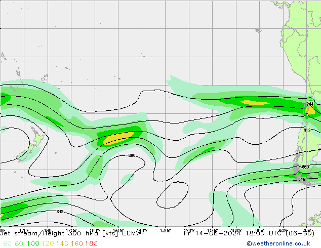 Jet stream/Height 300 hPa ECMWF Fr 14.06.2024 18 UTC