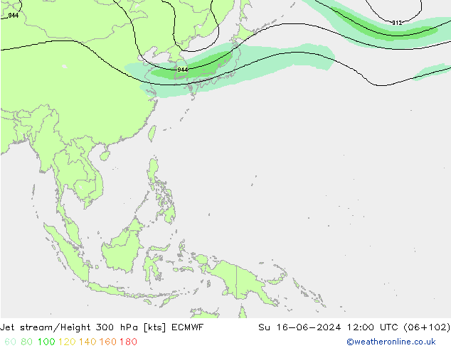 Jet stream ECMWF Dom 16.06.2024 12 UTC