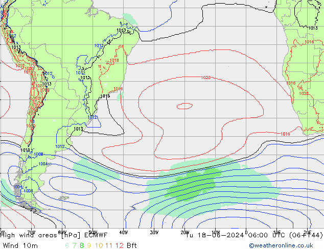 High wind areas ECMWF mar 18.06.2024 06 UTC