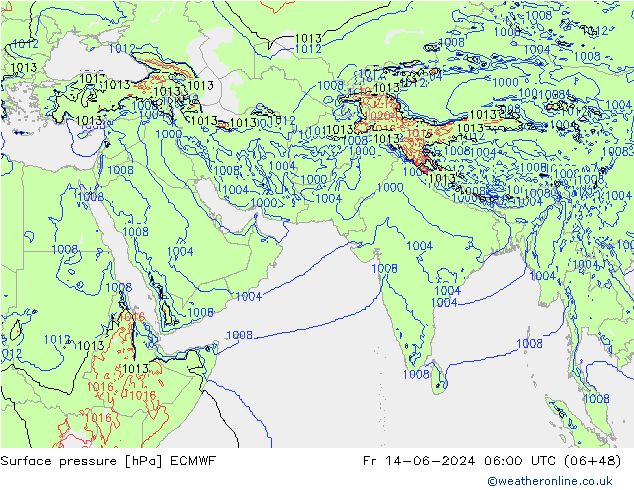 приземное давление ECMWF пт 14.06.2024 06 UTC