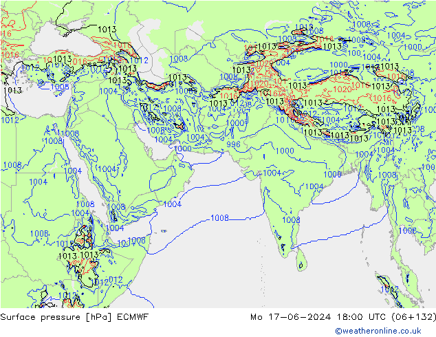 ciśnienie ECMWF pon. 17.06.2024 18 UTC