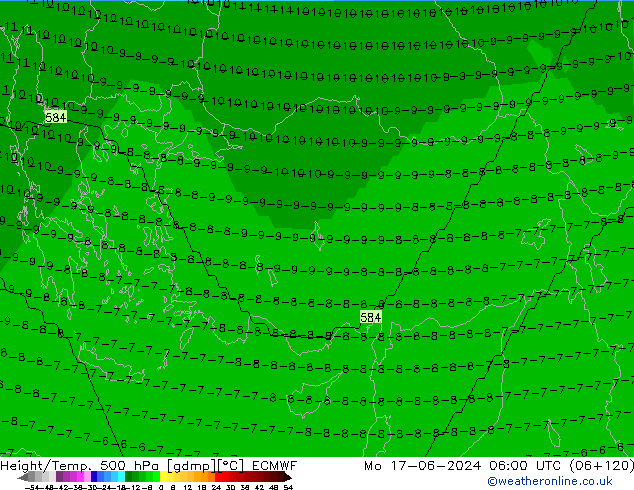 Height/Temp. 500 hPa ECMWF Mo 17.06.2024 06 UTC