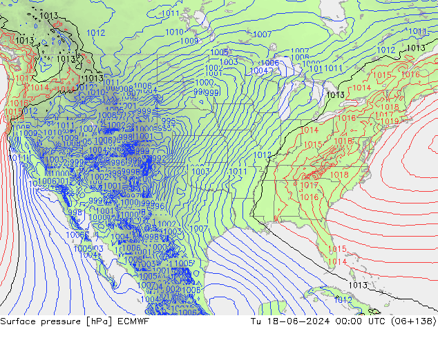 Luchtdruk (Grond) ECMWF di 18.06.2024 00 UTC