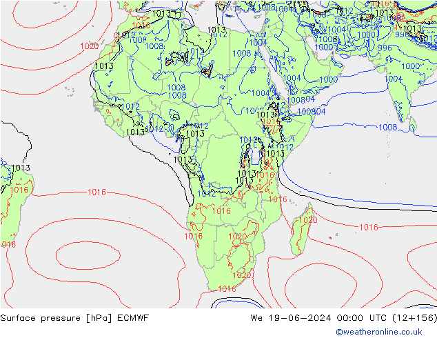 Yer basıncı ECMWF Çar 19.06.2024 00 UTC